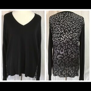 Central Park West Leopard Print‎ Sheer Back Sweater